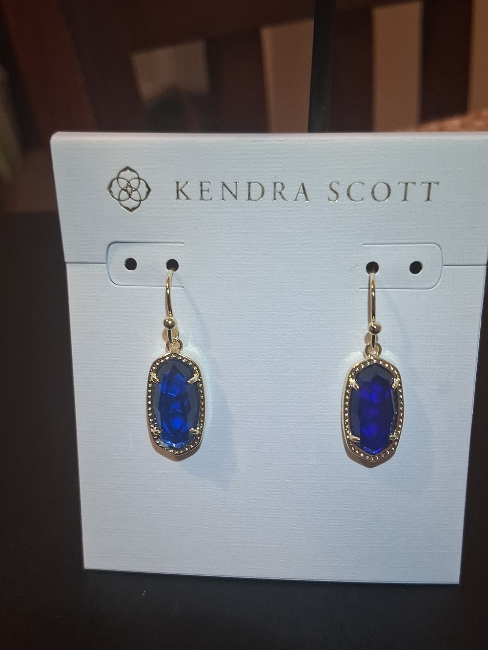 Kendra Scott Lee Navy Abalone Gold Drop Earrings New